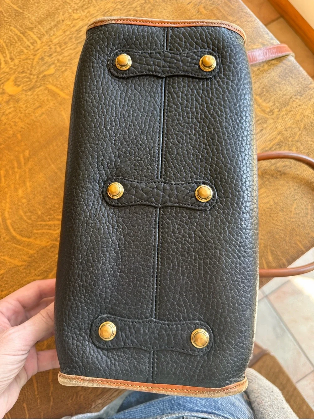Dooney & Bourke Black and Brown Pebbled Leather Satchel
